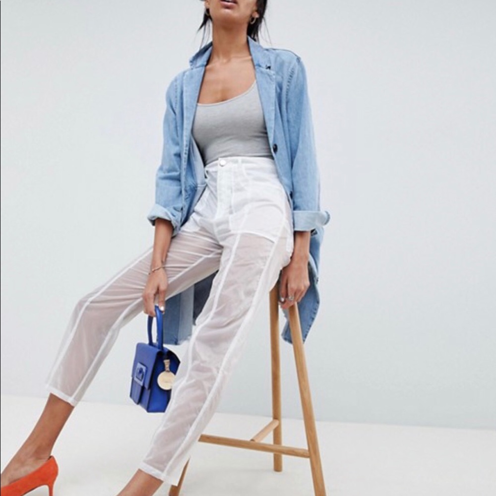 ASOS Semi Sheer White Pants Size 4 Kim K Style